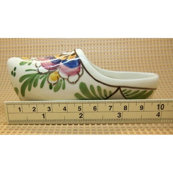 Delft Hand-Painted Ceramic Dutch Clog Shoe Multi-Color Floral Miniature Souvenir - Picture 7 of 8